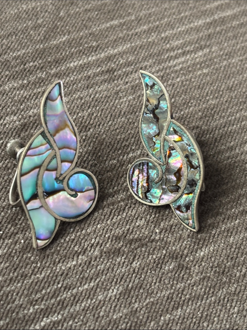 Abalone Sterling Silver .925 Dangly Earrings. Long Elegant Vintage Fine Jewelry